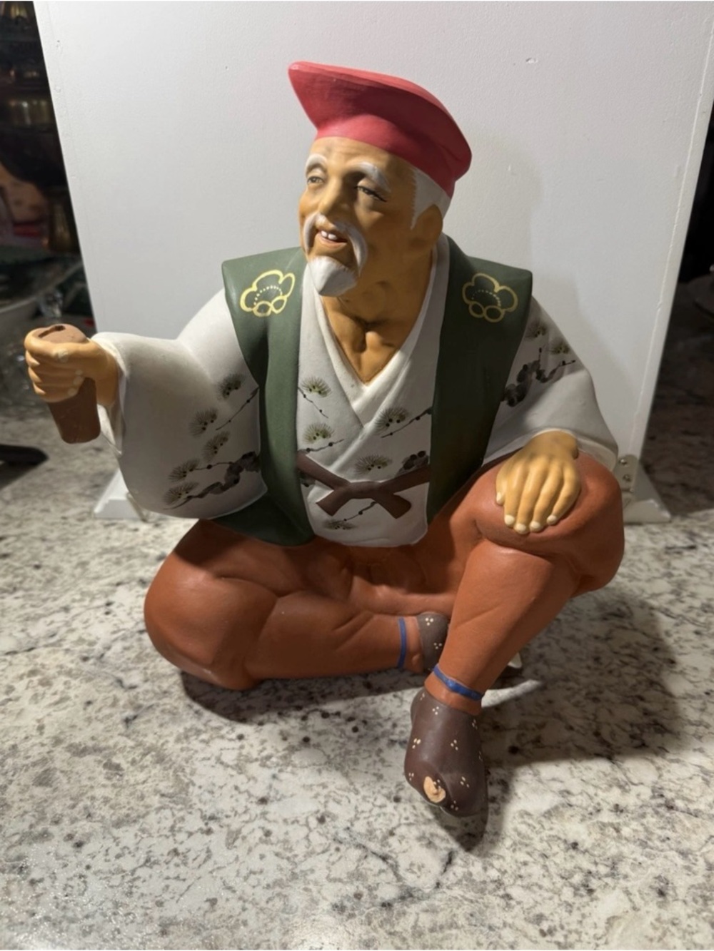 Vintage Hakata Urasaki Doll – Elderly Man– Hand-Painted  – 10”x8” Toe Is Chipped